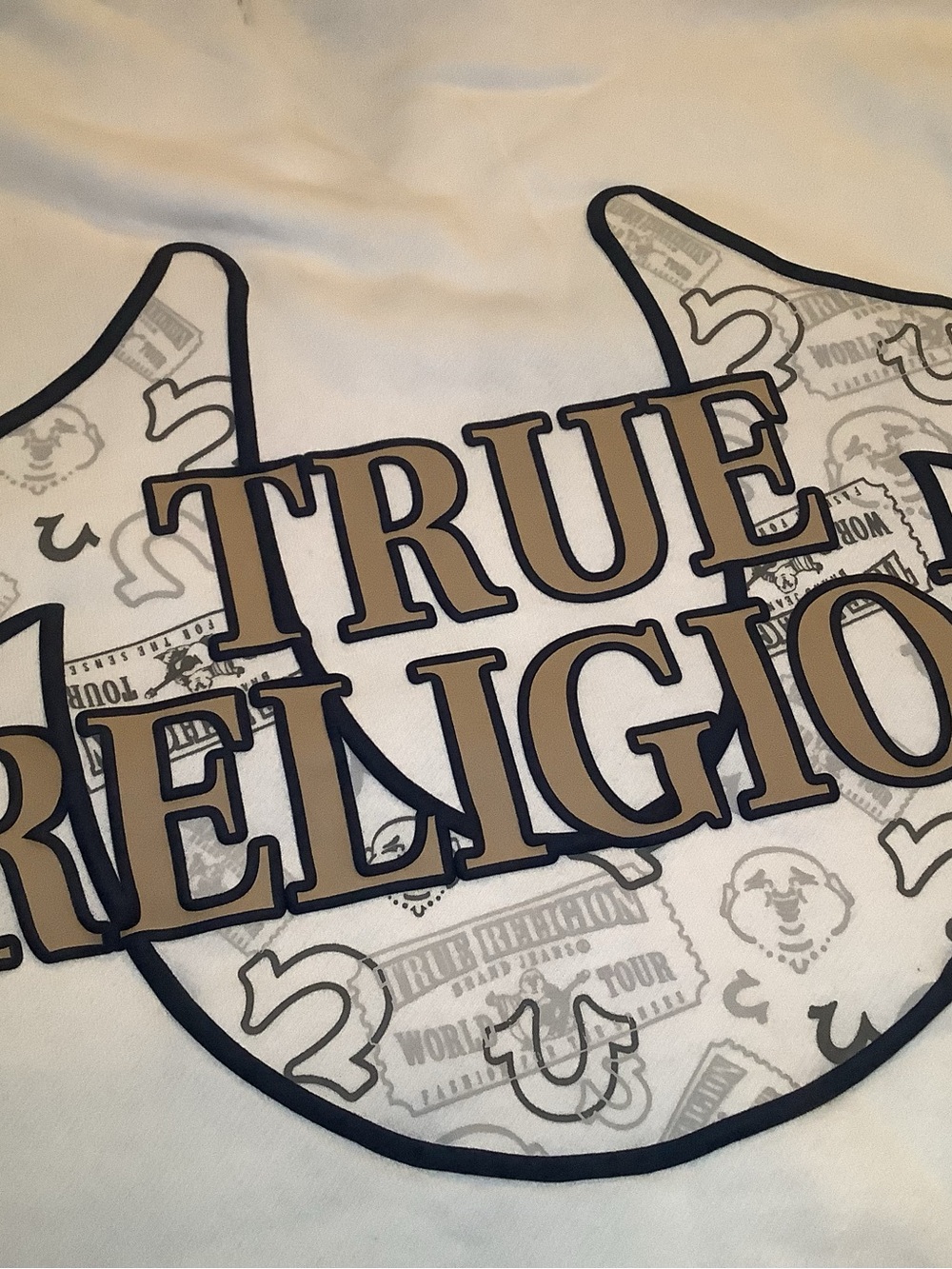 True Religion - Horseshoe Filled Allover Print Zip Hoodie, color white, size: M - Picture 9 of 9